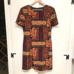 John Roberts Brown and Black Tribal Print Dress